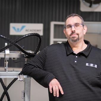 Jake Stenzel in a finisher barn testing
